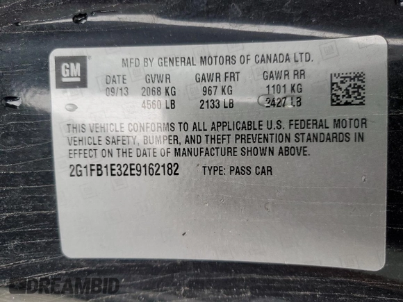 2014 Chevrolet Camaro LT z VIN 2G1FB1E32E9162182, wystawiony jako Copart lot #53104875 z przebiegiem 182 315 mil mil oraz Szkoda całkowita • Salvage title. Historia ofert i sprzedaży dostępna na DreamBid. Obrazek 12.