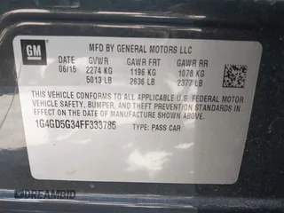 2015 Buick LaCrosse Premium I with VIN 1G4GD5G34FF333786, listed as a IAAI auction lot 41979144 with 145,345 mi miles. Bid and sale history available at carsss.com. Image 9.