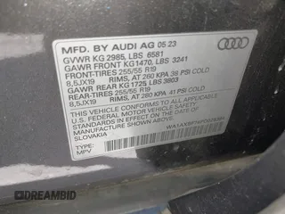 2023 Audi Q7 Premium with VIN WA1AXBF76PD025384, listed as a IAAI auction lot 41838885 with 23,857 mi miles and . Bid and sale history available at DreamBid. Image 9.