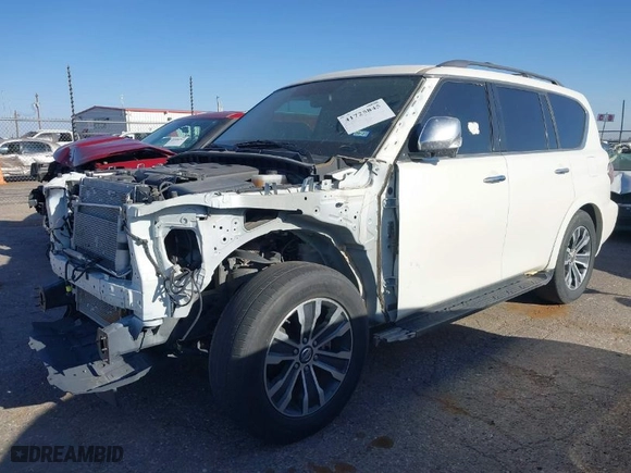 2018 Nissan Armada SL with VIN JN8AY2NC7J9556853, listed as a IAAI auction lot 41725845 with 102,476 mi miles. Bid and sale history available at carsss.com. Image 2.