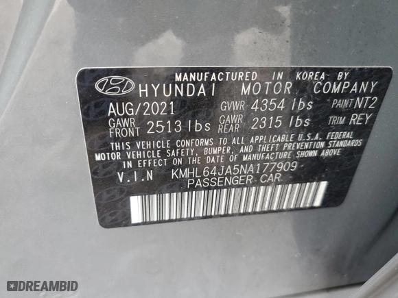 2022 Hyundai Sonata SEL with VIN KMHL64JA5NA177909, listed as a Copart auction lot 51089585 with 24,010 mi miles and Salvage Title. Bid and sale history available at carsss.com. Image 13.