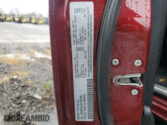 2020 Ram 3500 Laramie with VIN 3C63RRJL9LG190789, listed as a Copart auction lot 80558134 with 77,805 mi miles and Salvage Title. Bid and sale history available at carsss.com. Image 12.