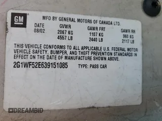 2003 Chevrolet Impala with VIN 2G1WF52E639151085, listed as a Copart auction lot 54119065 with 259,676 mi miles and Salvage Title. Bid and sale history available at DreamBid. Image 12.