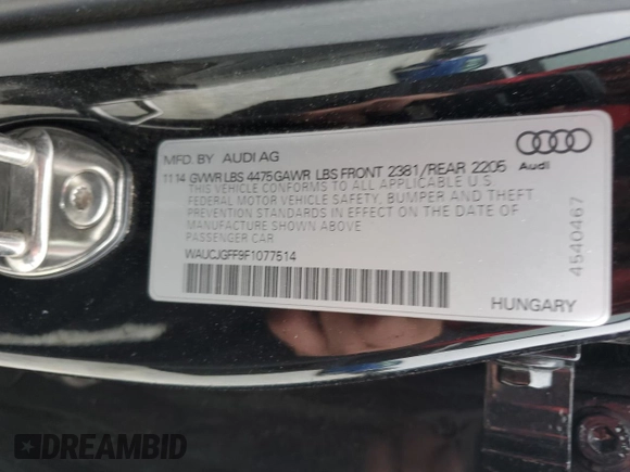 2015 Audi A3 2.0 TDI Premium Plus with VIN WAUCJGFF9F1077514, listed as a Copart auction lot 43371035 with 79,468 mi miles and Salvage Title. Bid and sale history available at carsss.com. Image 13.