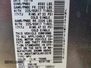 2020 Nissan Rogue SV z VIN JN8AT2MT3LW015576, wystawiony jako Copart lot #56189775 z przebiegiem 43 786 mil mil oraz Szkoda całkowita • Salvage title. Historia ofert i sprzedaży dostępna na DreamBid. Obrazek 13.