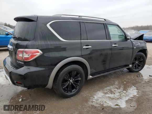 2017 Nissan Armada Platinum with VIN JN8AY2NE4H9704307, listed as a Copart auction lot 85791644 with 79,712 mi miles and Salvage Title. Bid and sale history available at carsss.com. Image 3.