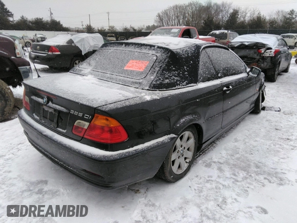 2001 BMW 3 Series 325Ci with VIN WBABS33471JY58108, listed as a IAAI auction lot 35767387 with 0 mi miles. Bid and sale history available at carsss.com. Image 4.