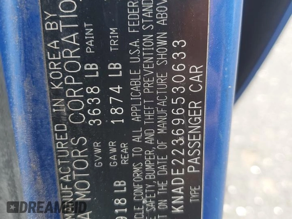 2009 Kia Rio LX with VIN KNADE223696530633, listed as a Copart auction lot 68371794 with 165,505 mi miles and Salvage Title. Bid and sale history available at DreamBid. Image 15.