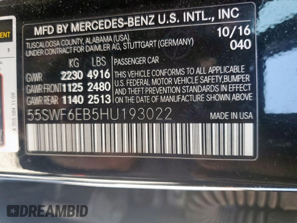 2017 Mercedes-Benz C 43 AMG z VIN 55SWF6EB5HU193022, wystawiony jako Copart lot #51919505 z przebiegiem 110 684 mil mil oraz Czysty tytuł • Clean title. Historia ofert i sprzedaży dostępna na DreamBid. Obrazek 13.