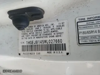 1998 Honda Civic EX with VIN 1HGEJ8145WL027660, listed as a Copart auction lot 41924045 with 190,169 mi miles and Salvage Title. Bid and sale history available at carsss.com. Image 12.