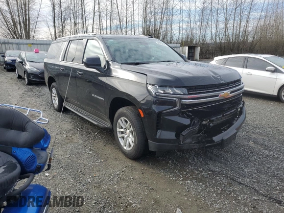 2023 Chevrolet Suburban LT with VIN 1GNSCCKD3PR125671, listed as a Copart auction lot 46734575 with 158,217 mi miles and Salvage title. Bid and sale history available at DreamBid. Image 4.