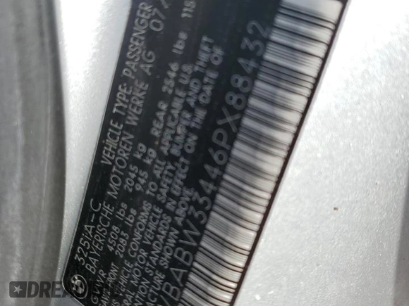 2006 BMW 3 Series 325Ci with VIN WBABW33446PX88432, listed as a Copart auction lot 44677295 with 137,582 mi miles and Salvage Title. Bid and sale history available at carsss.com. Image 12.
