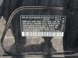 2012 Volkswagen Jetta TDI w/Sunroof z VIN 3VWPL7AJ1CM693939, wystawiony jako IAAI lot #41811075 z przebiegiem 179 448 mil mil oraz . Historia ofert i sprzedaży dostępna na DreamBid. Obrazek 9.