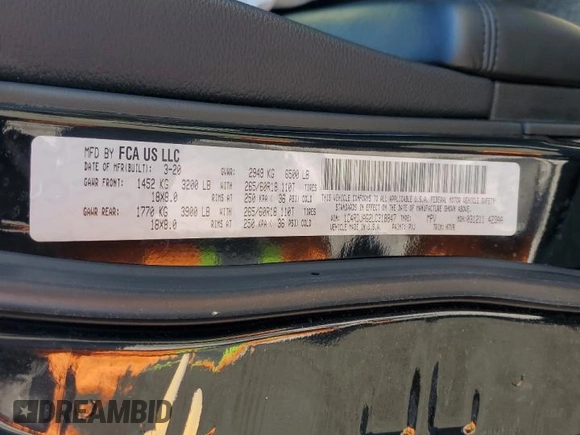 2020 Dodge Durango SXT Plus z VIN 1C4RDJAG2LC318847, wystawiony jako Copart lot #52423245 z przebiegiem Nie podano mil oraz Czysty tytuł • Clean title. Historia ofert i sprzedaży dostępna na DreamBid. Obrazek 13.