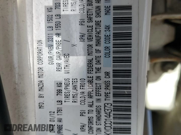 2012 Mazda 2 Sport with VIN JM1DE1KY0C0144373, listed as a Copart auction lot 44612845 with 162,823 mi miles and Salvage Title. Bid and sale history available at DreamBid. Image 13.