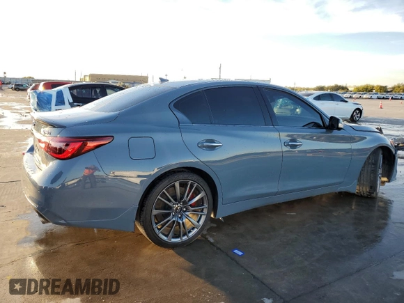2022 Infiniti Q50 Red Sport 400 with VIN JN1FV7DP0NM370069, listed as a Copart auction lot 80541084 with 26,013 mi miles and Salvage Title. Bid and sale history available at DreamBid. Image 3.