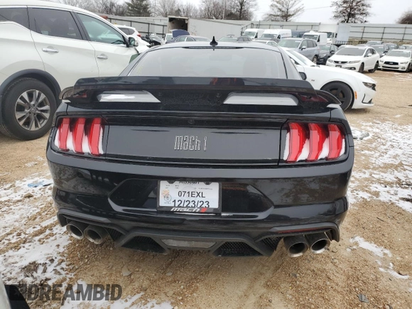 2021 Ford Mustang Mach 1 with VIN 1FA6P8R0XM5555625, listed as a Copart auction lot 38425784 with 0 mi miles and Salvage Title. Bid and sale history available at carsss.com. Image 6.