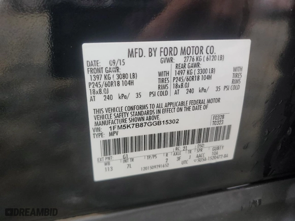 2016 Ford Explorer with VIN 1FM5K7B87GGB15302, listed as a Copart auction lot 43581355 with 205,815 mi miles and Salvage Title. Bid and sale history available at carsss.com. Image 13.