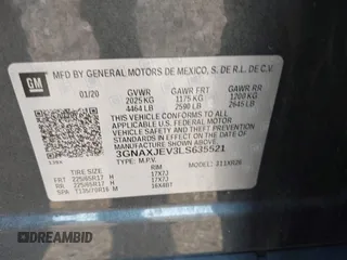 2020 Chevrolet Equinox LT z VIN 3GNAXJEV3LS635521, wystawiony jako IAAI lot #42026706 z przebiegiem 70 456 mil mil oraz . Historia ofert i sprzedaży dostępna na DreamBid. Obrazek 9.