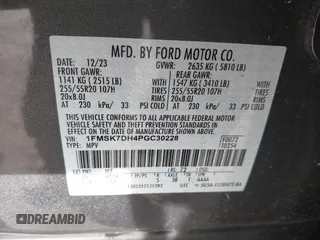 2023 Ford Explorer XLT with VIN 1FMSK7DH4PGC30228, listed as a IAAI auction lot 41851583 with 16,396 mi miles. Bid and sale history available at carsss.com. Image 9.