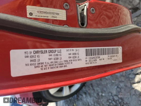 2012 Dodge Caliber SXT with VIN 1C3CDWDA3CD527684, listed as a Copart auction lot 48410545 with 0 mi miles and Clean Title. Bid and sale history available at carsss.com. Image 12.