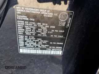 2021 Volkswagen Atlas SEL Premium R-Line with VIN 1V2FR2CA0MC513705, listed as a Copart auction lot 68986924 with 52,133 mi miles and Salvage title. Bid and sale history available at DreamBid. Image 13.
