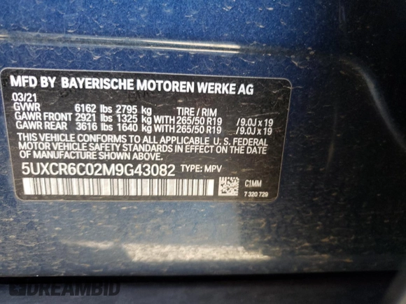 2021 BMW X5 xDrive40i with VIN 5UXCR6C02M9G43082, listed as a Copart auction lot 36675453 with 23,876 mi miles. Bid and sale history available at carsss.com. Image 12.