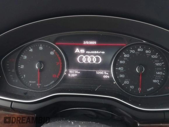 2019 Audi A5 Sportback Premium with VIN WAUANCF50KA054404, listed as a IAAI auction lot 41497979 with 90,736 mi miles. Bid and sale history available at carsss.com. Image 7.