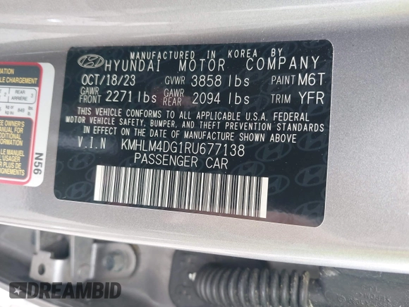 2024 Hyundai Elantra SEL с VIN KMHLM4DG1RU677138, выставлен на аукционе IAAI как лот 42788855 с пробегом 36 696 миль миль и . История ставок и продаж доступна на DreamBid. Изображение 9.
