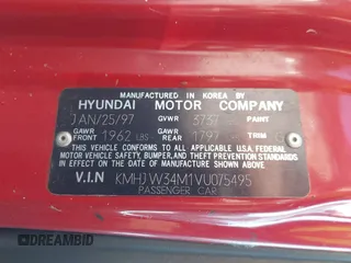1997 Hyundai Elantra z VIN KMHJW34M1VU075495, wystawiony jako IAAI lot #42430074 z przebiegiem 207 458 mil mil oraz . Historia ofert i sprzedaży dostępna na DreamBid. Obrazek 9.