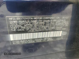 2007 Lexus ES 350 with VIN JTHBJ46G972133791, listed as a Copart auction lot 54972925 with 124,334 mi miles and Clean Title. Bid and sale history available at carsss.com. Image 12.