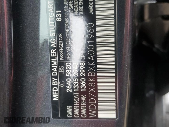 2019 Mercedes-Benz AMG GT 63 S z VIN WDD7X8KBXKA001960, wystawiony jako Copart lot #74843934 z przebiegiem Nie podano mil oraz Nie do naprawy • Non repairable. Historia ofert i sprzedaży dostępna na DreamBid. Obrazek 13.