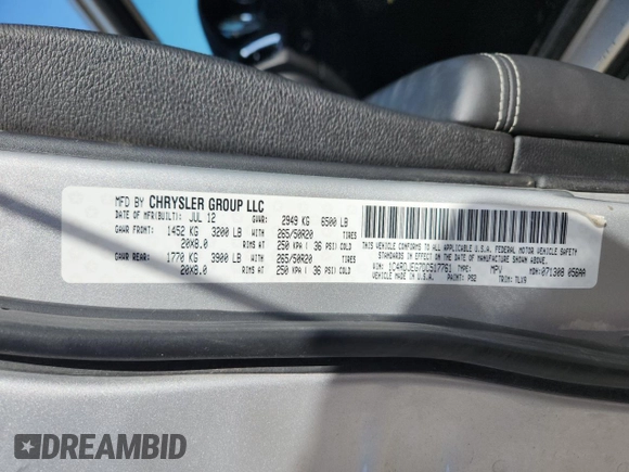 2013 Dodge Durango Citadel with VIN 1C4RDJEG7DC517761, listed as a Copart auction lot 61745515 with 175,810 mi miles and Clean title. Bid and sale history available at DreamBid. Image 13.