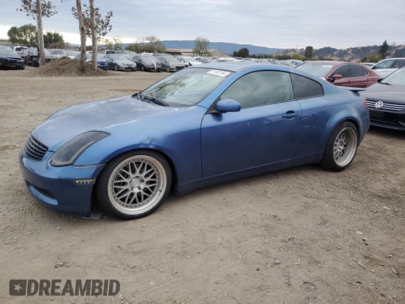 2005 Infiniti G35 Coupe with VIN JNKCV54E85M402378, listed as a Copart auction lot 81140184 with 169,422 mi miles and Salvage Title. Bid and sale history available at carsss.com. Image 1.
