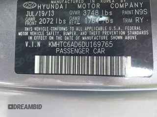 2013 Hyundai Veloster w/Black Int with VIN KMHTC6AD6DU169765, listed as a IAAI auction lot 41928516 with 130,708 mi miles and . Bid and sale history available at DreamBid. Image 9.