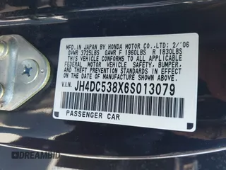 2006 Acura RSX with VIN JH4DC538X6S013079, listed as a IAAI auction lot 42333520 with 209,679 mi miles and . Bid and sale history available at DreamBid. Image 9.