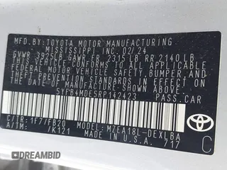 2024 Toyota Corolla LE with VIN 5YFB4MDE5RP142423, listed as a IAAI auction lot 42720521 with 25,169 mi miles and . Bid and sale history available at DreamBid. Image 9.