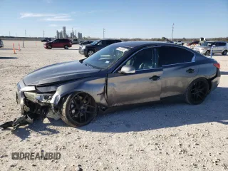 2014 Infiniti Q50 Hybrid Sport with VIN JN1AV7AP8EM692053, listed as a Copart auction lot 48013455 with 81,396 mi miles and Salvage Title. Bid and sale history available at carsss.com. Image 1.