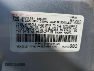 2008 Mitsubishi Lancer DE with VIN JA3AU16U18U034136, listed as a Copart auction lot 69643774 with 218,513 mi miles and Salvage Title. Bid and sale history available at DreamBid. Image 12.
