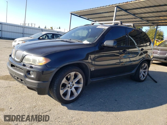 2005 BMW X5 4.8is with VIN 5UXFA93515LE83489, listed as a Copart auction lot 87840265 with 131,786 mi miles and Salvage Title. Bid and sale history available at carsss.com. Image 1.
