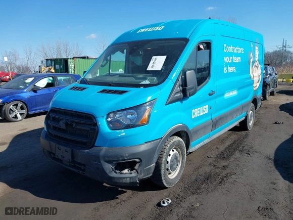 2020 Ford Transit Cargo Van with VIN 1FTBR1C85LKA43215, listed as a IAAI auction lot 41635043 with 85,287 mi miles. Bid and sale history available at carsss.com. Image 20.