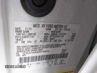 2013 Ford Expedition XLT с VIN 1FMJU1H54DEF16915, выставлен на аукционе IAAI как лот 42771812 с пробегом 147 136 миль миль и . История ставок и продаж доступна на DreamBid. Изображение 9.