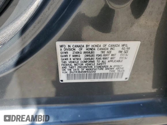 2008 Honda Ridgeline RTS z VIN 2HJYK16458H532313, wystawiony jako Copart lot #52584025 z przebiegiem 234 495 mil mil oraz Szkoda całkowita • Salvage title. Historia ofert i sprzedaży dostępna na DreamBid. Obrazek 12.