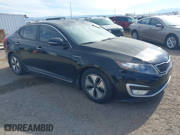 2012 Kia Optima Hybrid with VIN KNAGM4ADXC5018456, listed as a IAAI auction lot 42030994 with 1 mi miles. Bid and sale history available at carsss.com. Image 1.