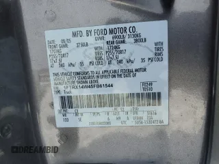 2005 Ford F-150 STX with VIN 1FTRX14W45FB61544, listed as a Copart auction lot 45526925 with 0 mi miles and Salvage Title. Bid and sale history available at carsss.com. Image 12.