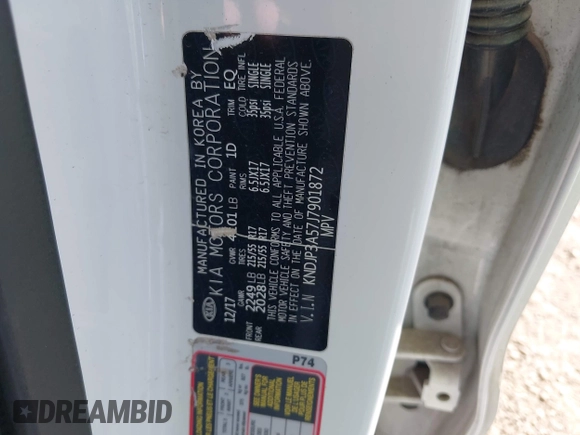 2018 Kia Soul + with VIN KNDJP3A57J7901872, listed as a IAAI auction lot 42088639 with 119,474 mi miles. Bid and sale history available at carsss.com. Image 9.