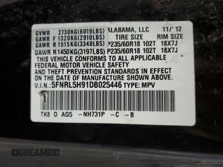 2013 Honda Odyssey Touring with VIN 5FNRL5H91DB025446, listed as a Copart auction lot 45139715 with 142,941 mi miles and Salvage Title. Bid and sale history available at carsss.com. Image 16.