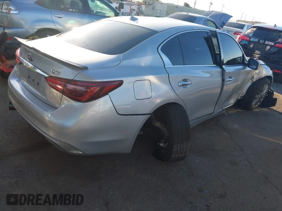 2019 Infiniti Q50 3.0t LUXE with VIN JN1EV7APXKM511676, listed as a IAAI auction lot 41655489 with 22,521 mi miles. Bid and sale history available at carsss.com. Image 4.