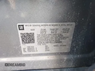 2020 GMC Terrain SLT with VIN 3GKALVEV0LL256695, listed as a IAAI auction lot 41847385 with 96,515 mi miles. Bid and sale history available at carsss.com. Image 9.