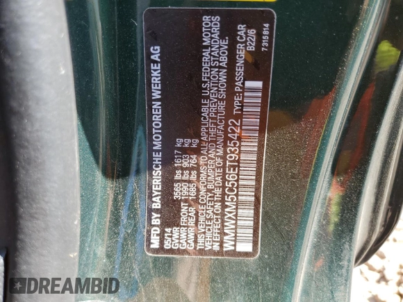 2014 MINI Hardtop with VIN WMWXM5C56ET935422, listed as a Copart auction lot 86022454 with 87,471 mi miles and Salvage Title. Bid and sale history available at DreamBid. Image 12.